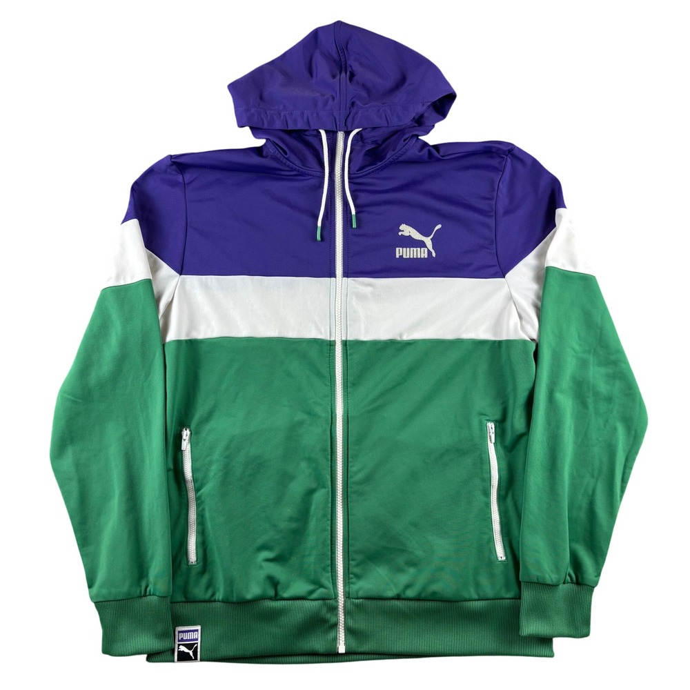 Puma Special Archive Men's Large Full Zip Hoodie Track Jacket Colorblock Purple